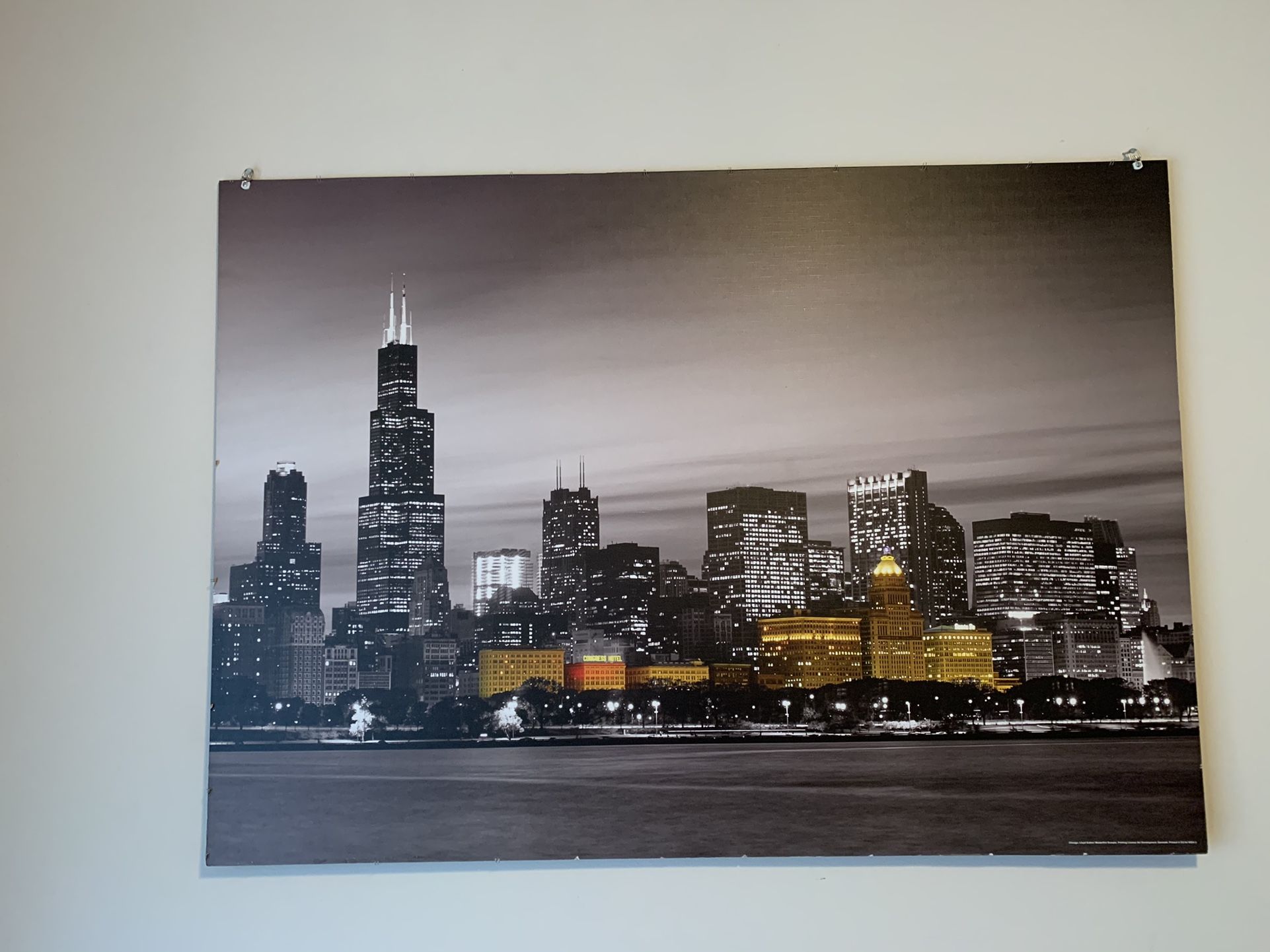 Frameless Chicago skyline Wall Art