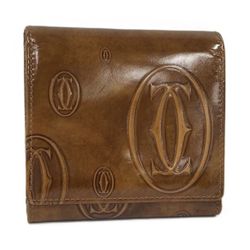 Cartier Happy Birthday Patent Leather Trifold Wallet Brown
