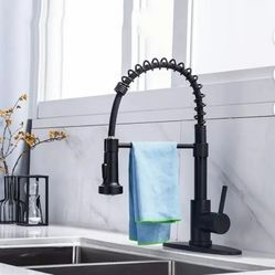 New! 💥Sale new!Pull Down Sprayer, Commercial Spring Kitchen Sink Single Handle Pull Out Sink Faucet