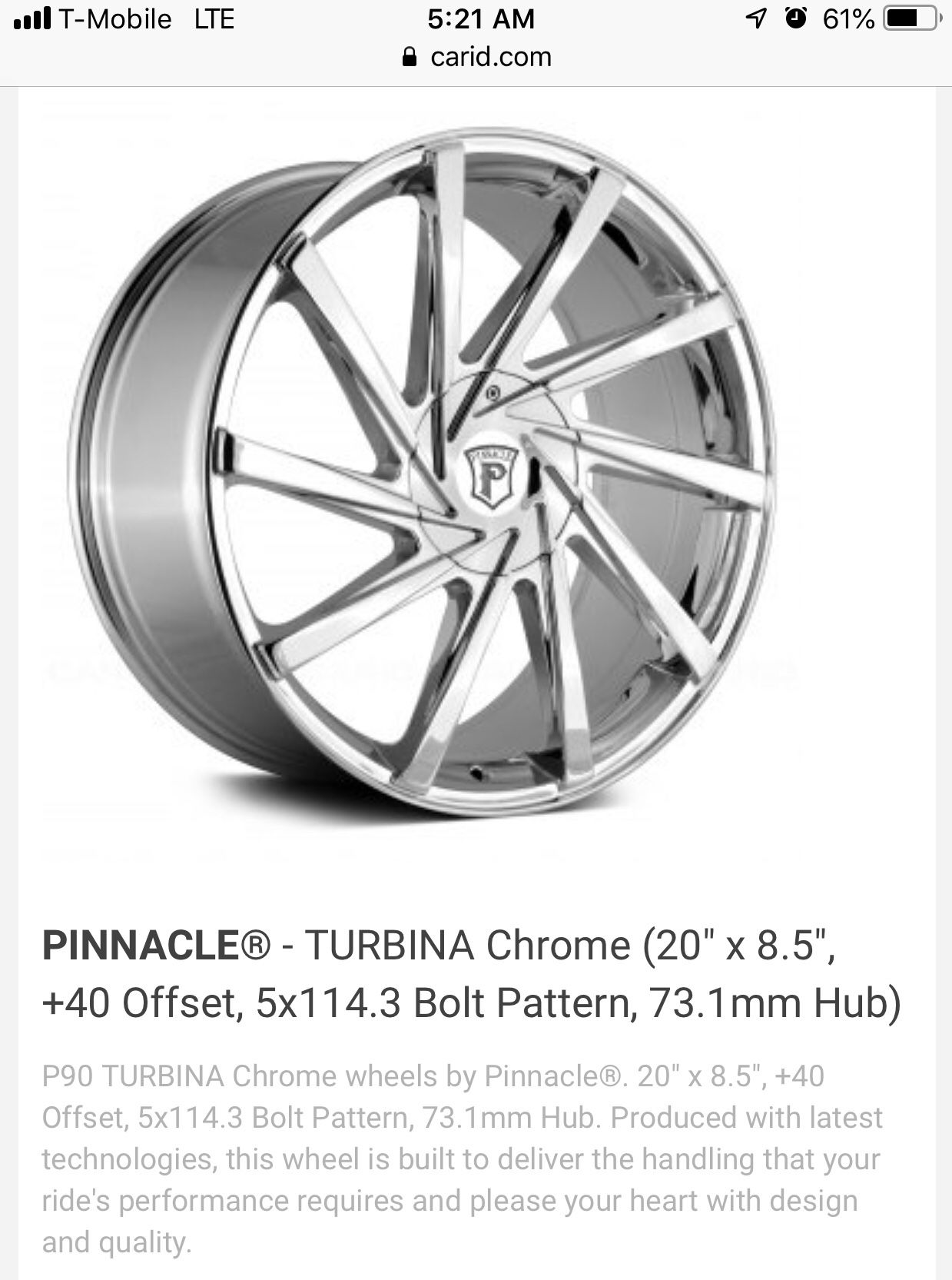 Pinnacle 20” Chrome Rims