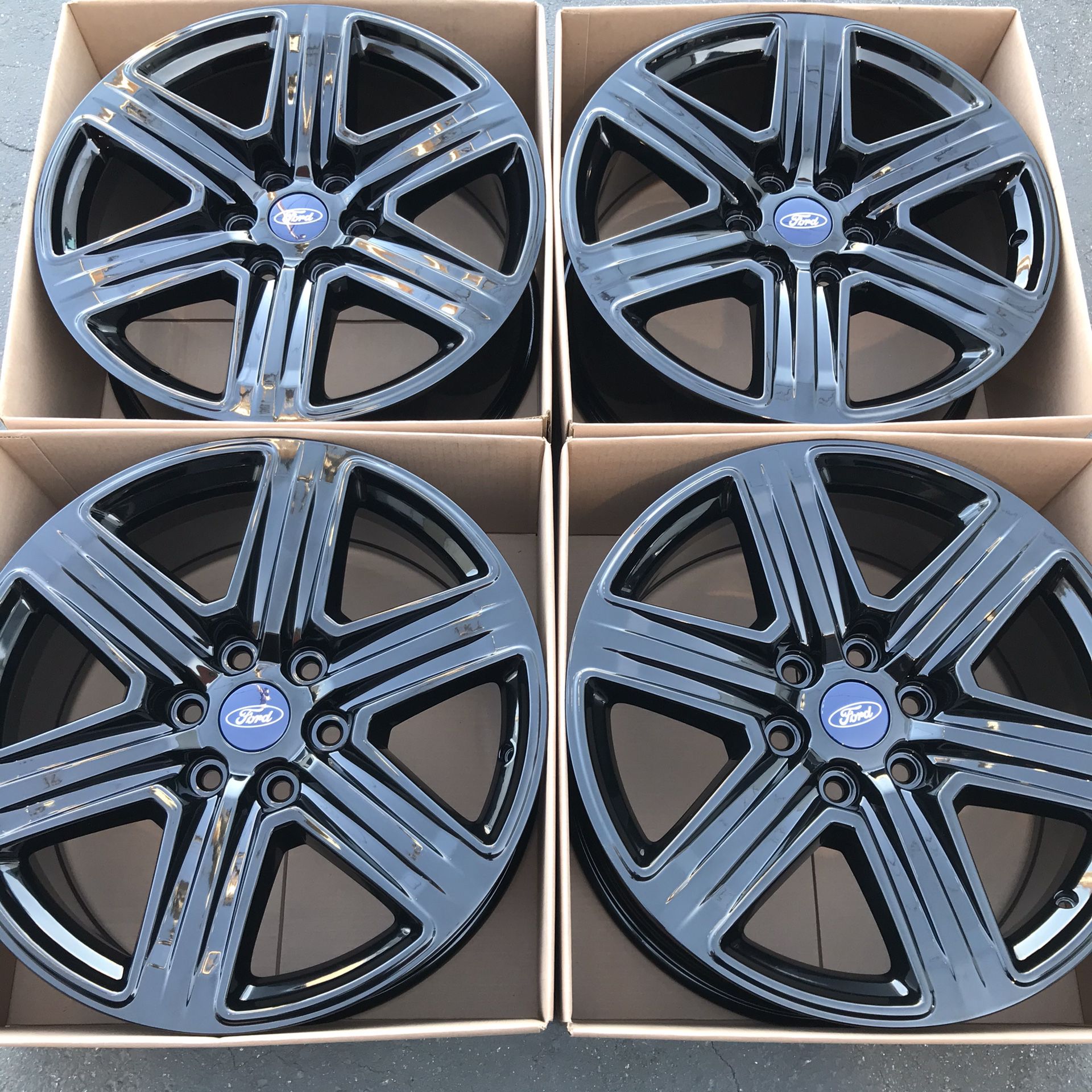 20” oem Ford F-150 factory wheels 20 inch gloss black rims powder coat wheel swap