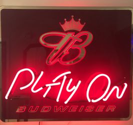 Budweiser Play On Neon Light Advertising Sign 26" x 22"