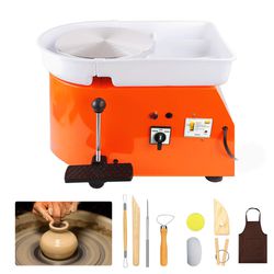 Tekchic Pottery Wheel Machine 25CM 350W Electric Pottery DIY Clay Tool With Foot Pedal - Orange