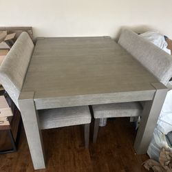Dining Table With 2 Benches + 2 Chairs
