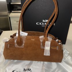Coach Empire 34 Warm Brown Suede Brand New 
