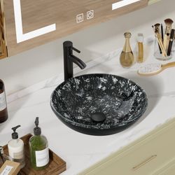 Puluomis Bathroom Vessel Sink 16 5 Artistic Glass Bathroom Bowl | Desertcart Seychelles