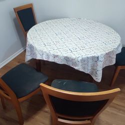 Wooden Dining Table With 4 Chairs