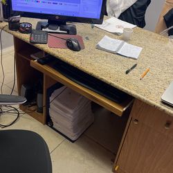 Oak Desk With Granite Too