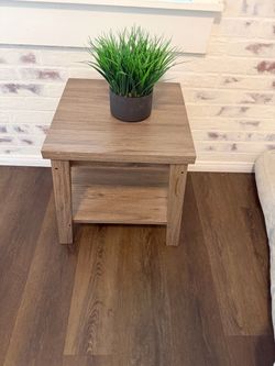 Wood End Table with Lower Shelf