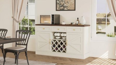 Farmhouse Sideboard Buffet Cabinet with Wine Rack