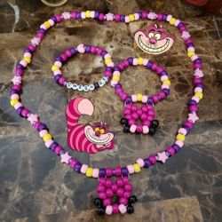 Disney: Alice In Wonderland: Cheshire Cat Necklace + Bracelet Set (Handmade)