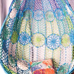 Melati Blue And Green woven hanging chair