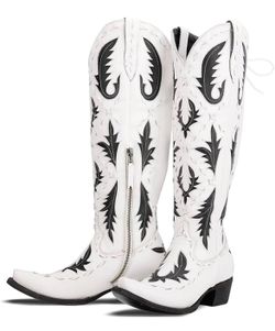 REVERIE KNEE HIGH corset-style lace-up back Western Cowgirl Boot, Sz 9 *NEW*