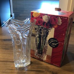 Crystal Curl  Vase 13.9 Inch Made In Czech Republic