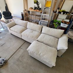 3 Section Couch And Ottoman 