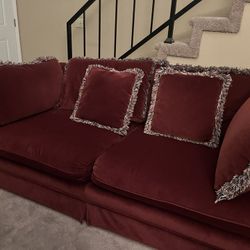 Red Loveseat With Ottoman