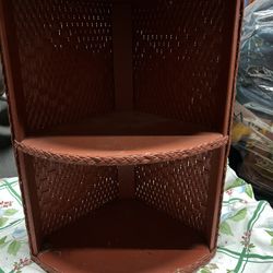 Red Wicker Corner Hanging Shelf