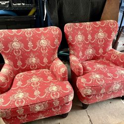 French Toile Arm Chair Set