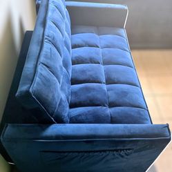 Convertible Sofa Bed, Pull Out Couch with Side Pockets, 3 in 1 Velvet Fabric Loveseat Sleeper Sofa Bed, Pull Out Couch with Adjustable Backrest for Li