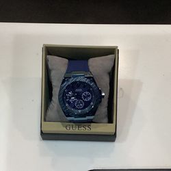 GUESS Watch Legacy Blue Dial Blue Rubber Strap Watch For Men - W1049G7