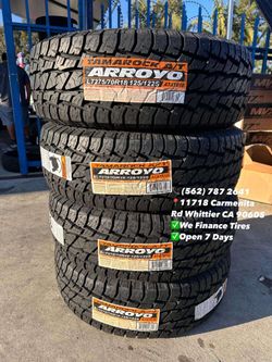 275/70/18 LT Arroyo A/T New Set of Tires Installed and Balanced Set de Llantas Nuevas Instaladas y Balanceadas