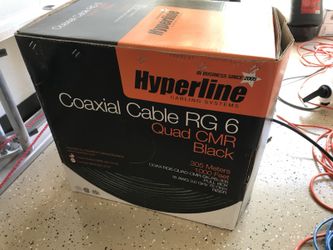 600+ feet of coaxial hyperline RG 6 cable quad cmr Black premium