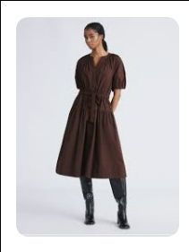 Women's Cotton Midi Dress with Puff Sleeves, Sizes XS- LARGE...NEW WITH TAGS