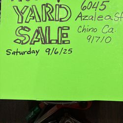 Yard Sale  Saturday 9/6/25 Chino Ca