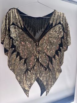 Vintage Sequin Butterfly Statement Top