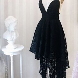Black High Low Lace Party Prom Homecoming Dress