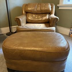 Leather Chair and Ottoman 