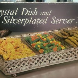 Cristal Dish And Silver plated Server Set