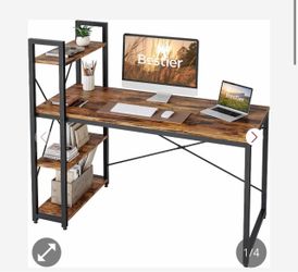 Brown wood desk.