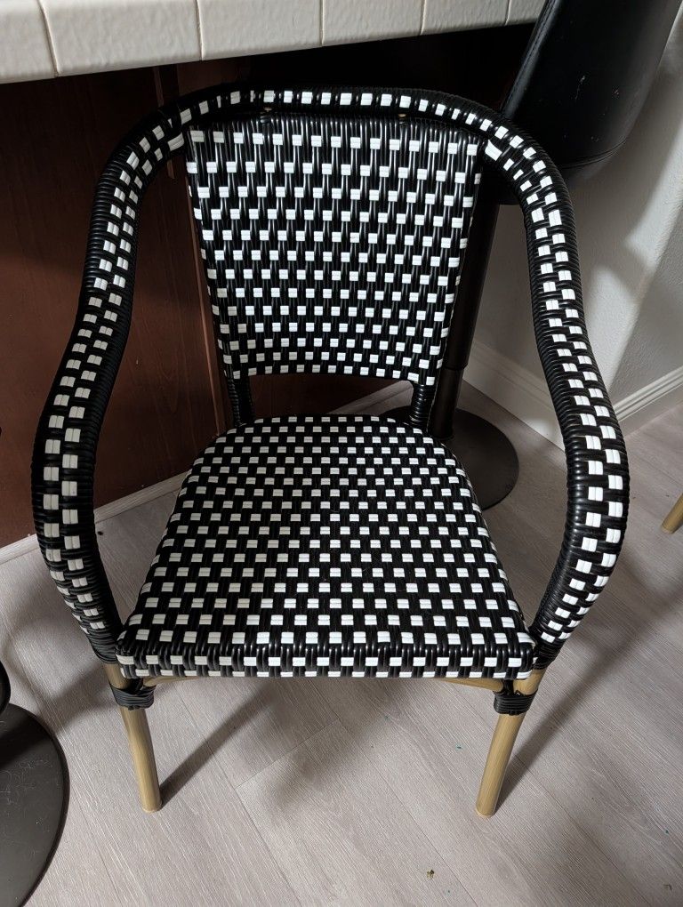 Crate & Barrel Black & White Bistro Chairs (Pair)