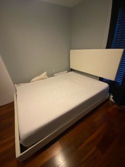 White Queen Bed Frame with Headboard