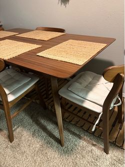 Modern wooden dining table and chairs