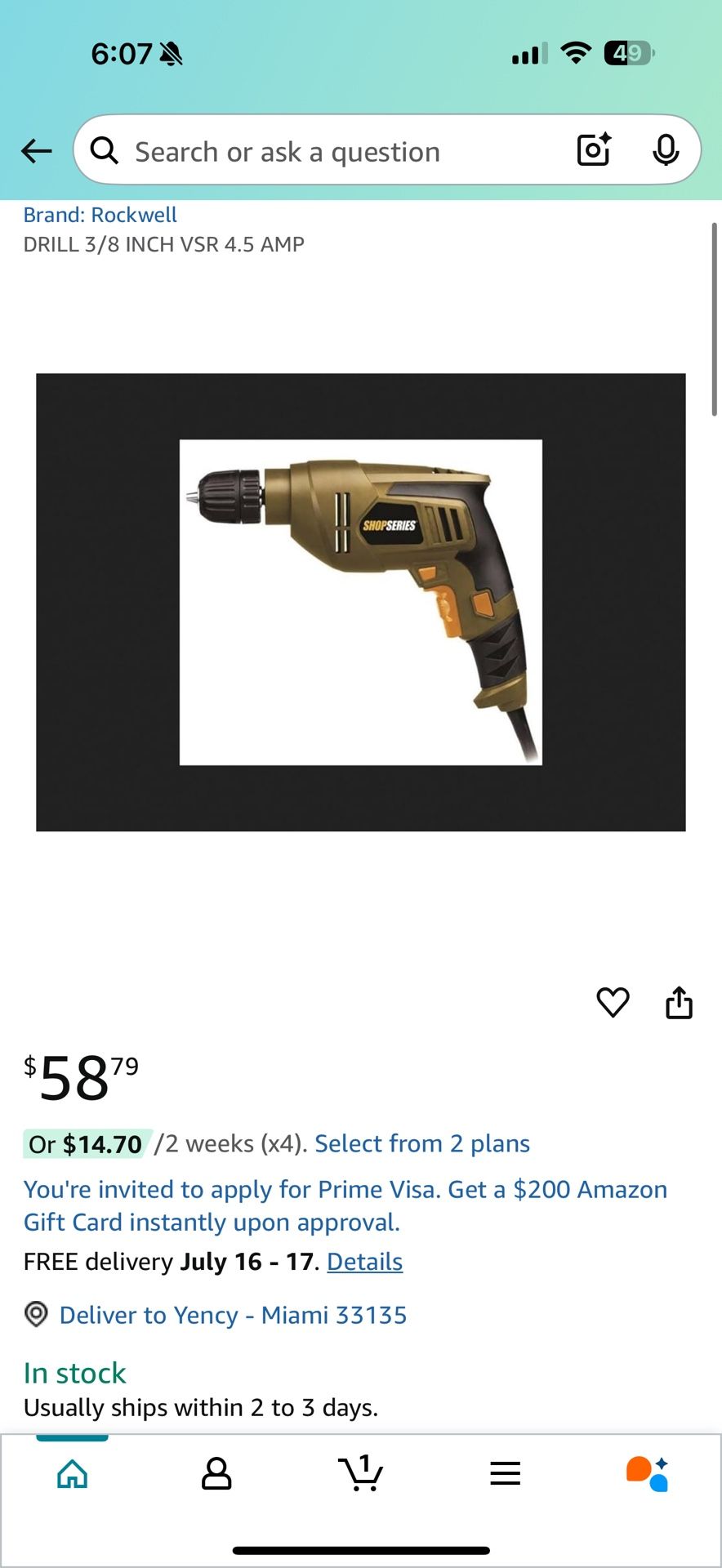 DRILL 3/8 INCH VSR 4.5 AMP
