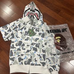BAPE White and blue and grey BAPE zip up Men’s size M  