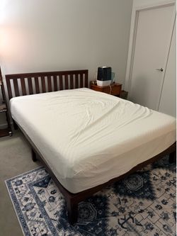 Tempur Pedic Mattress (Queen) + Wood Platform Bed Frame