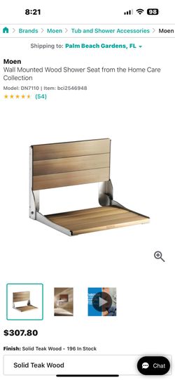 Moen Teak Shower Seat