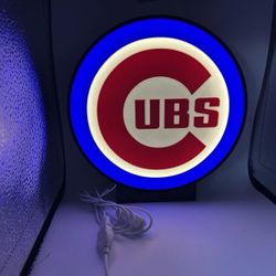 Chicago Cubs MLB Display | Handmade 3D Printed Decor | USB Illuminated Sign