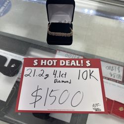 10K 21.2g 4.1ct Diamond Bracelet 
