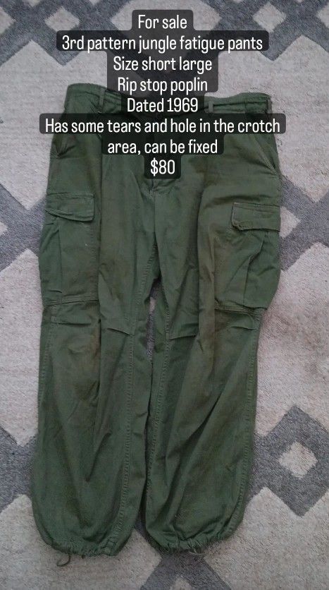 Vietnam War 3rd Pattern Jungle Fatigue Pants