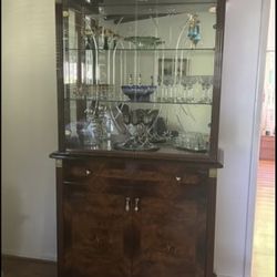 Wood Glass China Cabinet with Illumination