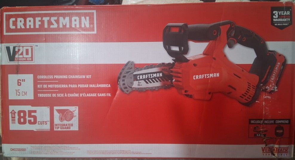 CRAFTSMAN V20 20-volt max 6-in Battery 2 Ah Chainsaw Battery Included Charger Included