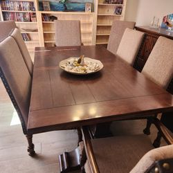 Dining room table with eight chairs