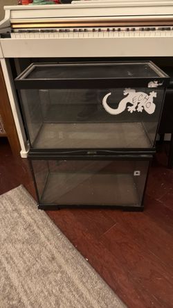 Two reptile terrariums with screens