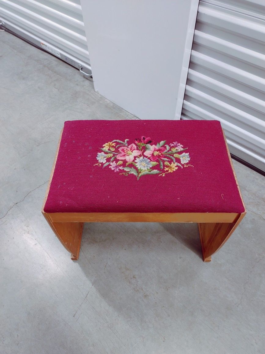 Antique Embroidery Footstool