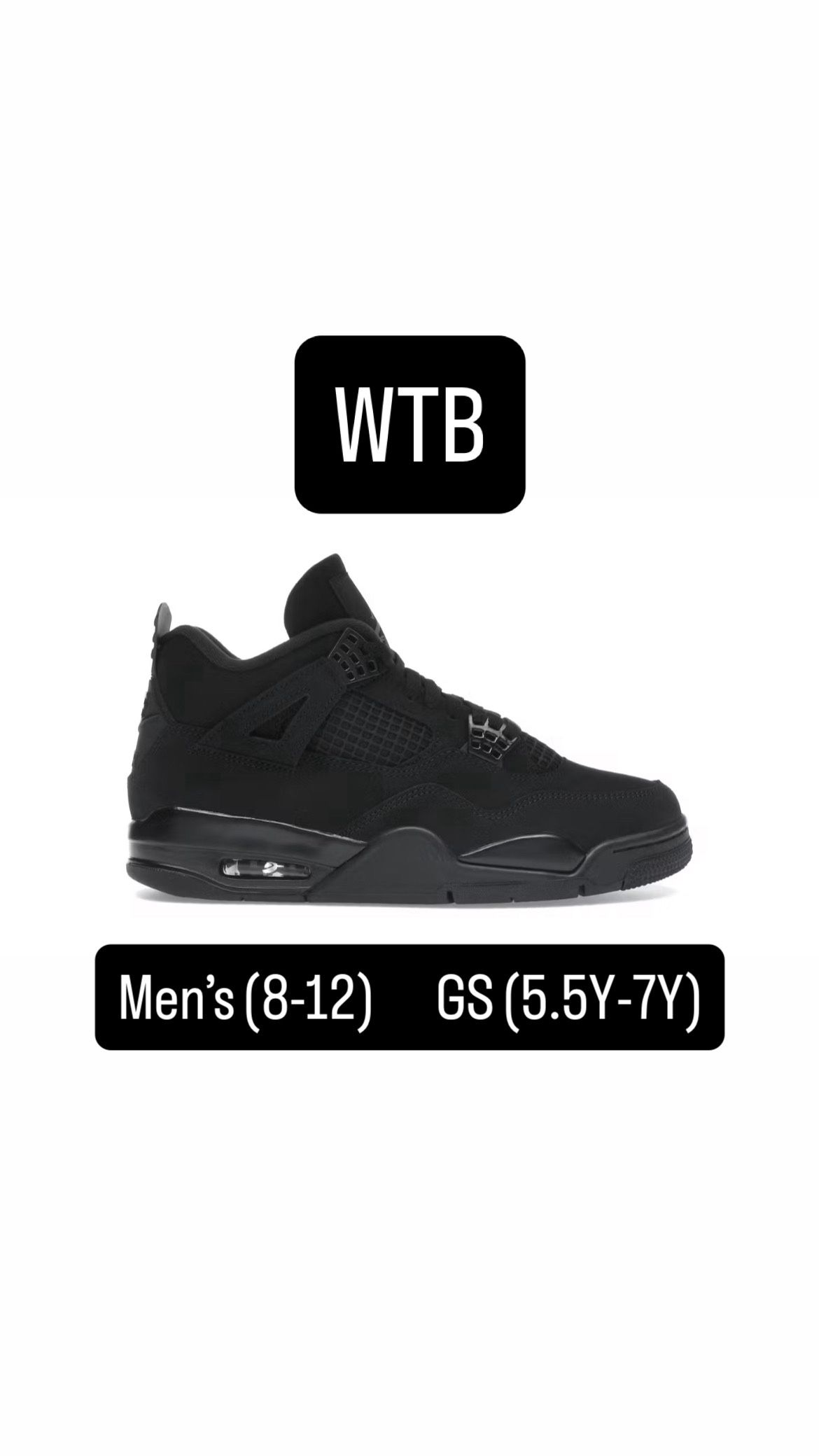WTB Jordan 4 Retro “Black Cat”
