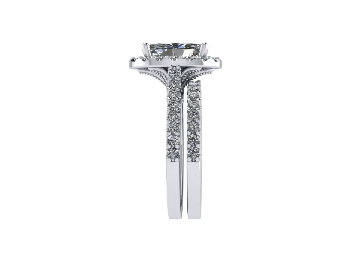 Diamond Engagement Ring & Diamond Band Set – 1.50 Carat Oval Center Stone